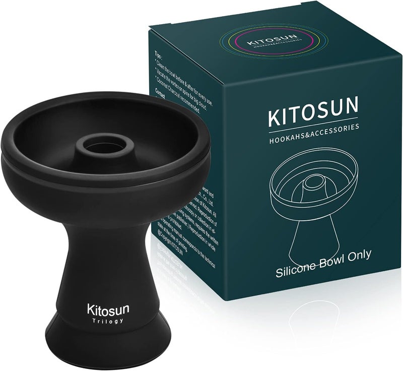 KITOSUN Silicone Hookah Bowl - Silicone Phunnel Bowl with Big Hole - Durable Shisha Bowl Black Color - Right Replacement for Clay&Ceramic Bowls 3.5" Tall - Image 1